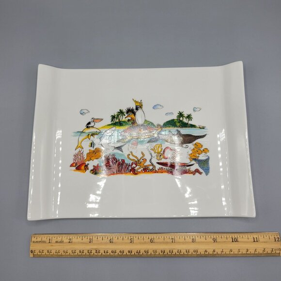 Guritno Australia Porcelain Rectangular Tray Plate Platter Ocean Scene Artwork - Picture 9 of 9